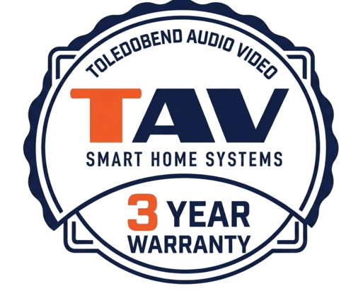 ToledoBend Audio Video three-year warranty badge